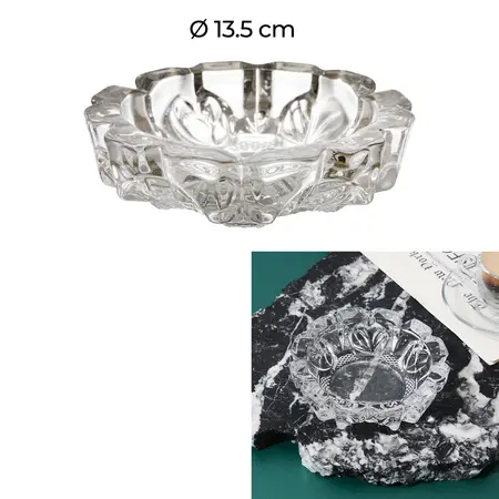 Home Deco Factory Vintage Zware Glazen Asbak Indoor & Outdoor 13 cm