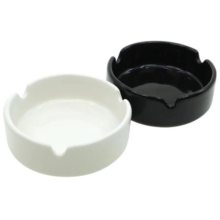 Jean Products 2 Keramische asbakken - Set van 2 - Wit & zwart - Ø 9 cm