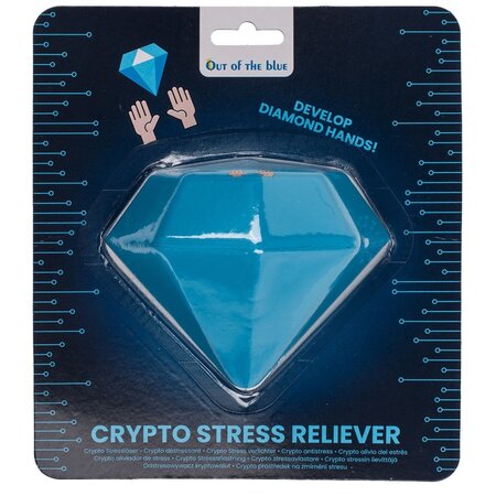 Out of the Blue Stressbal diamant - Anti stress knijpspeelgoed - Fidget - Blauw - 11 cm