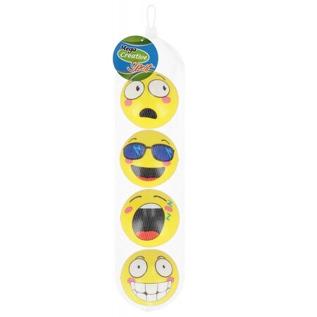 Mega Creative Emoji Stressbal 4 Stuks  – 6 cm -  Medium Density