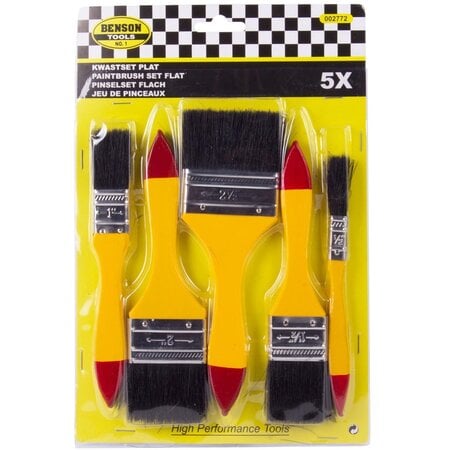 Benson Verfkwast set plat - 5 maten - blisterverpakking - ideaal voor 2 componenten producten