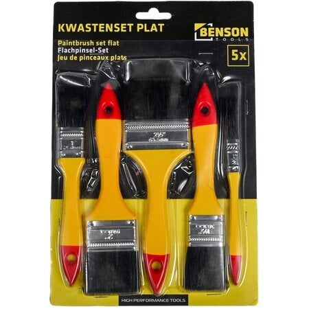 Benson Verfkwast set plat - 5 maten - blisterverpakking - ideaal voor 2 componenten producten