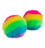 Trendhaus Fluffy regenboog stressbal - Speelbal - Soft density - Ø 7 cm - Multicolor