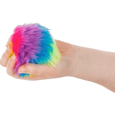 Trendhaus Fluffy regenboog stressbal - Speelbal - Soft density - Ø 7 cm - Multicolor