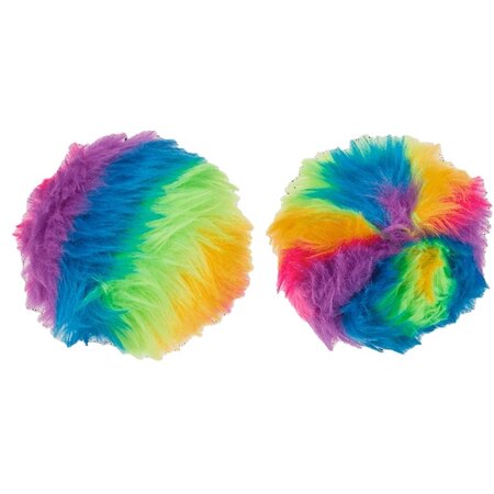 Trendhaus Fluffy regenboog stressbal - Speelbal - Soft density - Ø 7 cm - Multicolor
