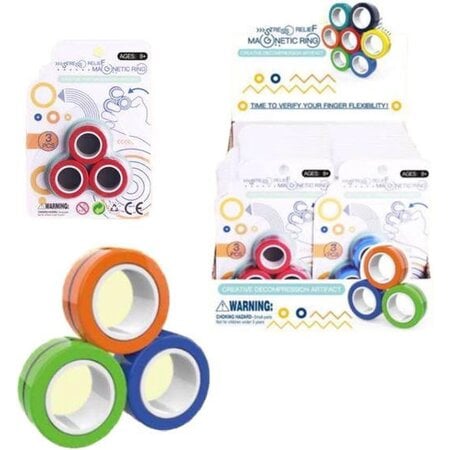 Merkloos Magnetische Ringen - Fidget Toy - Set van 3 - Kleur assorti geleverd