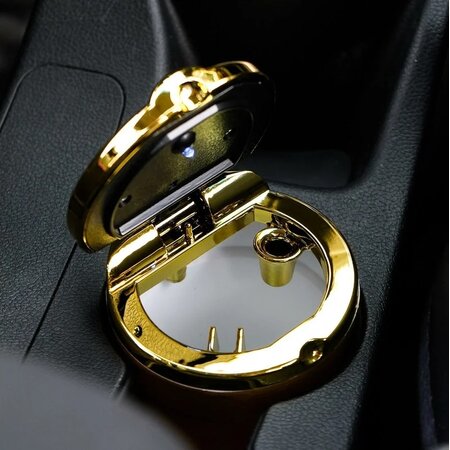 Banzaa Stormasbak met led verlichting – 11 x 6cm - Asbak voor in de Auto - Goud