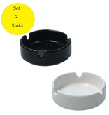 Jean Products 2 Keramische asbakken - Set van 2 - Wit & zwart - Ø 9 cm