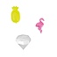 Merkloos IJsblokjes – 15 Stuks – Herbruikbaar - Tropisch Design – Diamant, Ananas en Flamingo