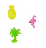 Merkloos IJsblokjes – 15 Stuks – Herbruikbaar - Tropisch Design – Palmboom, Ananas en Flamingo