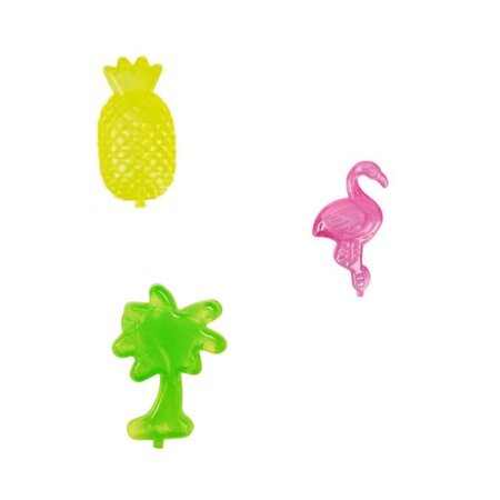 Merkloos IJsblokjes – 15 Stuks – Herbruikbaar - Tropisch Design – Palmboom, Ananas en Flamingo