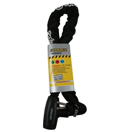 Stahlex Stahlex Ø10mm / 90cm zeer sterk en massief 1,9kg kettingslot scooterslot motorslot fietsslot gehard staal zwart