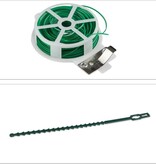 Relaxdays plantensteun - 110-delige set - stabiele clips - binddraad met snijder - rozen - groen