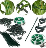 Relaxdays plantensteun - 110-delige set - stabiele clips - binddraad met snijder - rozen - groen