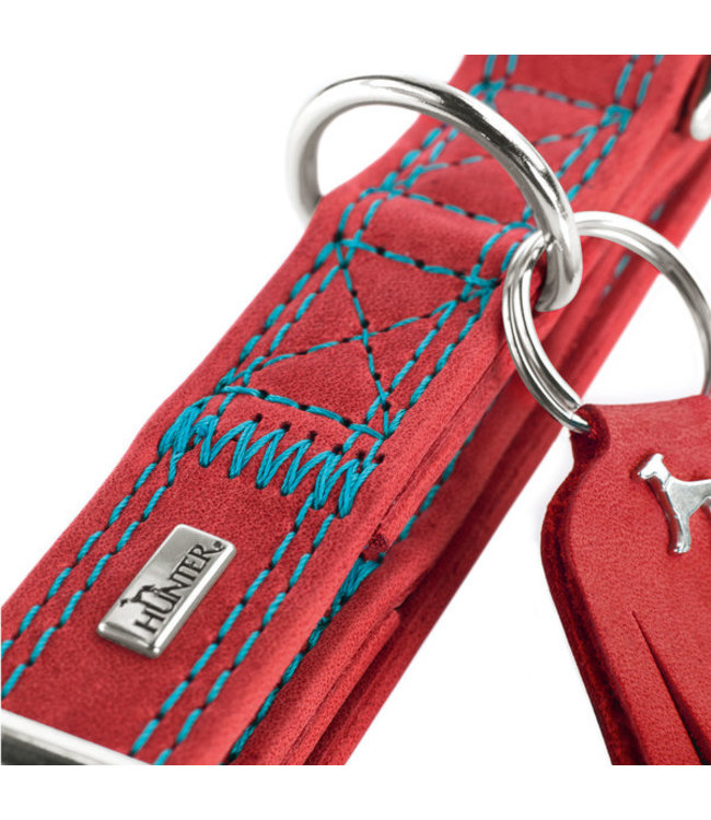 Leren Halsband Lucca Alu-Strong Rood