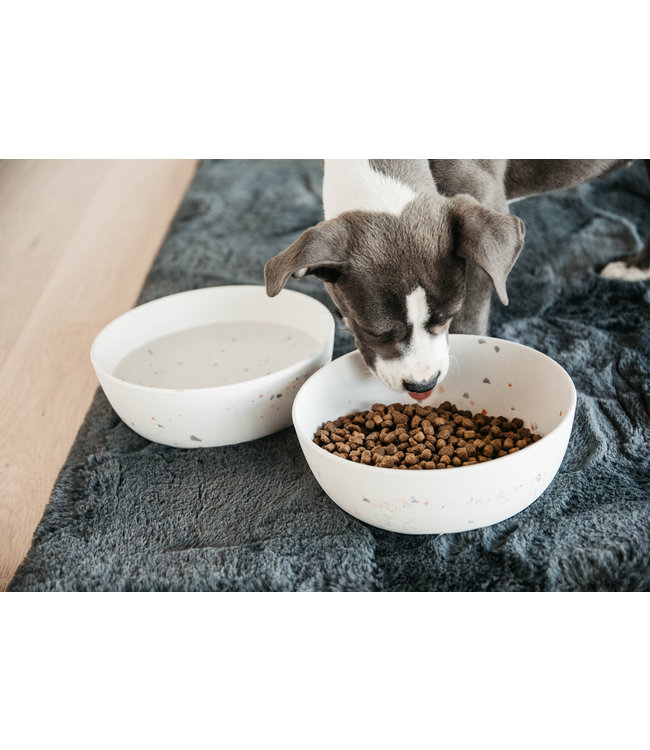 Hondenkom Bamboo Terrazo - Wit