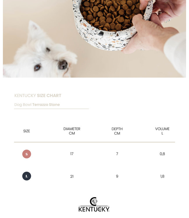 Hondenkom Terrazzo  Steen- Zwart