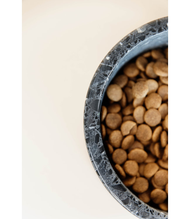 Hondenkom Terrazzo  Steen- Zwart