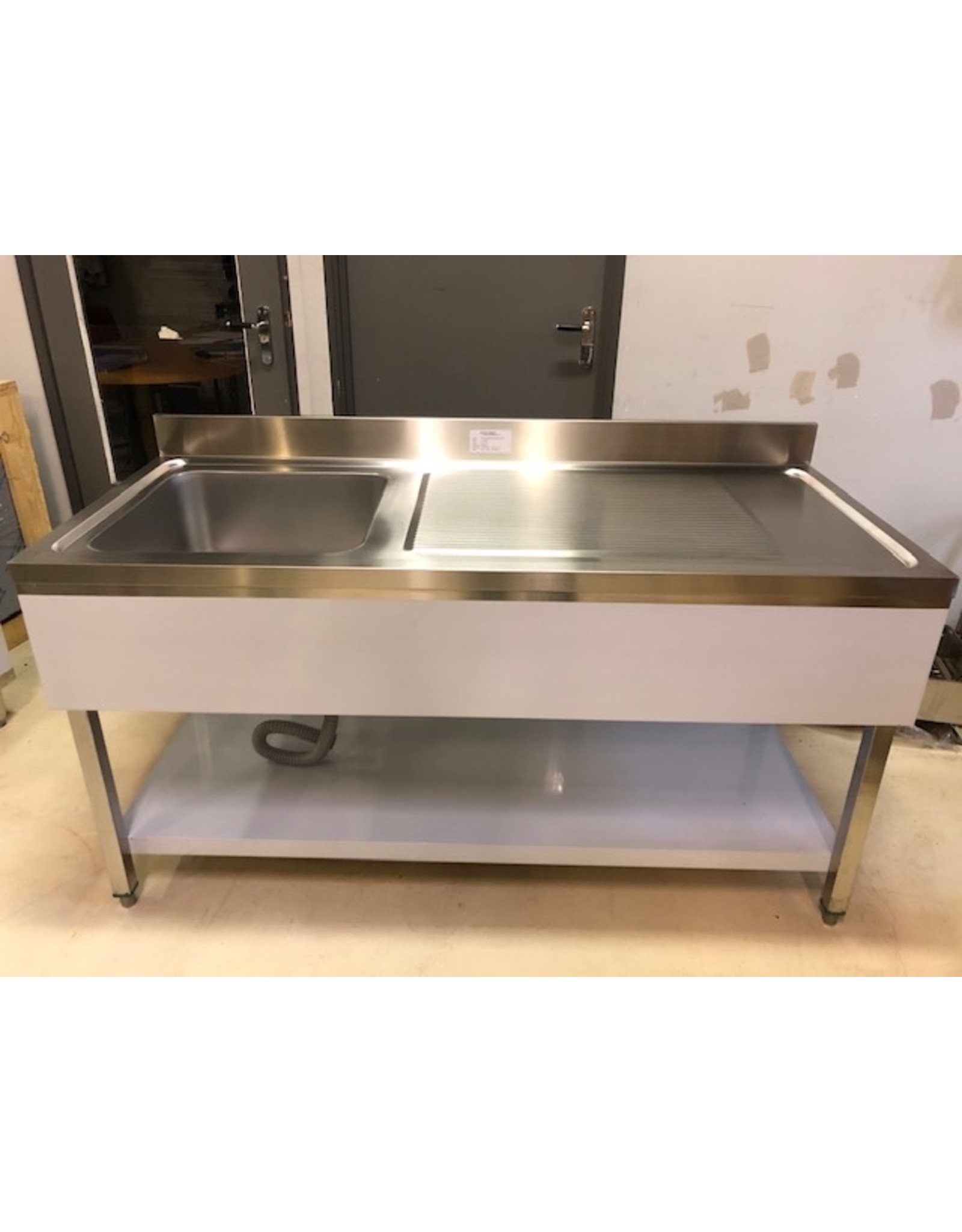 Q-Gastro Q-Gastro Robuster Edelstahl 1 Abfalleimer Spüle + erhöhte Kante 160x70 (Neu)