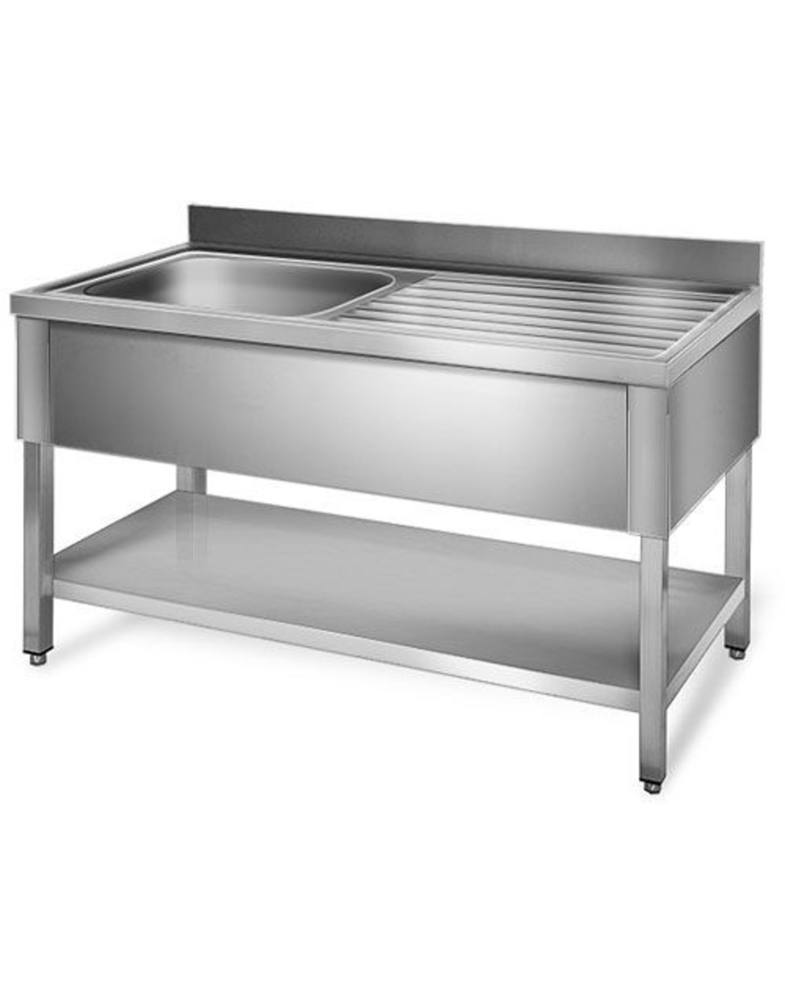 Q-Gastro Q-Gastro Robuster Edelstahl 1 Abfalleimer Spüle + erhöhte Kante 160x70 (Neu)