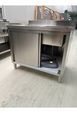 Q-Gastro Edelstahl-2-Becken-Spüle mit Unterschrank + erhöhtem Rand 100x70x85 (neu!!)