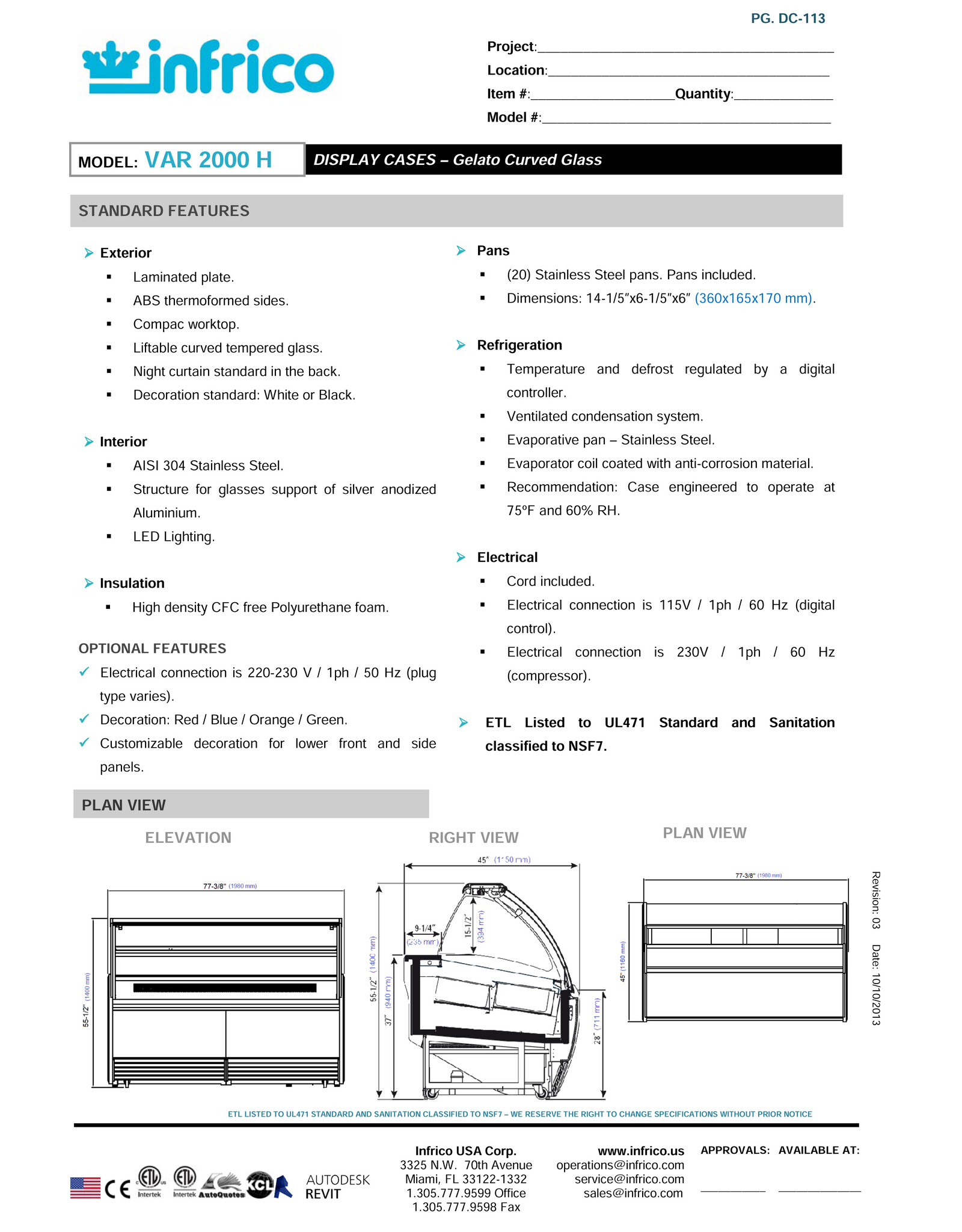 Infrico Infrico VAR2000H Aries Modular schepijsvitrine