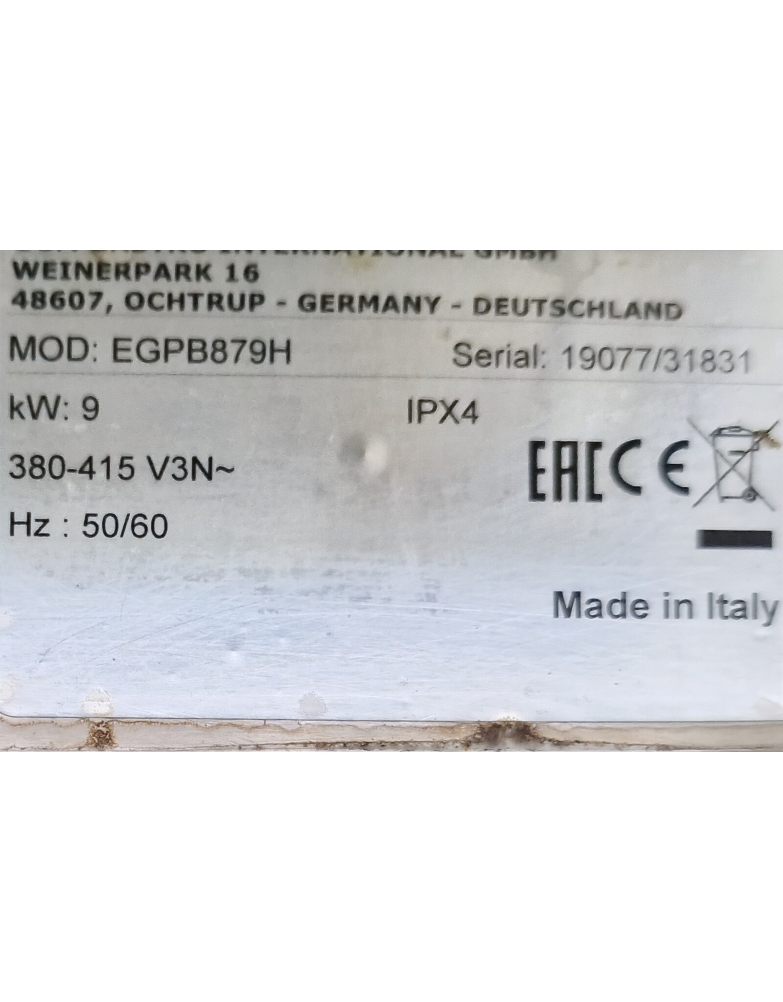 Gloeiplaat fornuis - 800mm - 9 kW 2019 Berto GGM