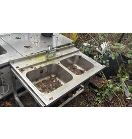 Aanvoertafel links dubbele spoelbak 123x75x90 bxdxh zware kwaliteit