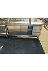 RVS werktafel met lades en schuifdeuren  B200x70x100