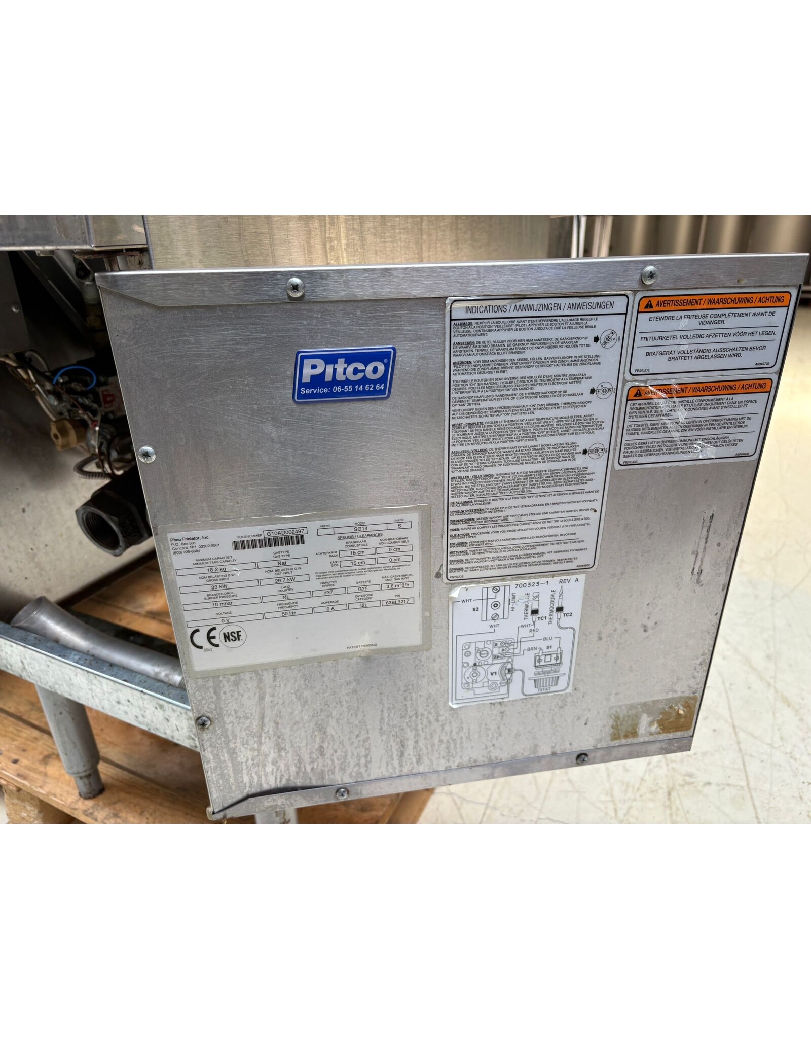 Pitco 9x Pitco aardgas prijs p st friteuse  SG14 40x87x117 zeer krachtig!