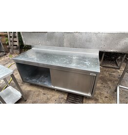 Solide RVS werktafel met schuifd. 180x70x90/95 bxdxh cm