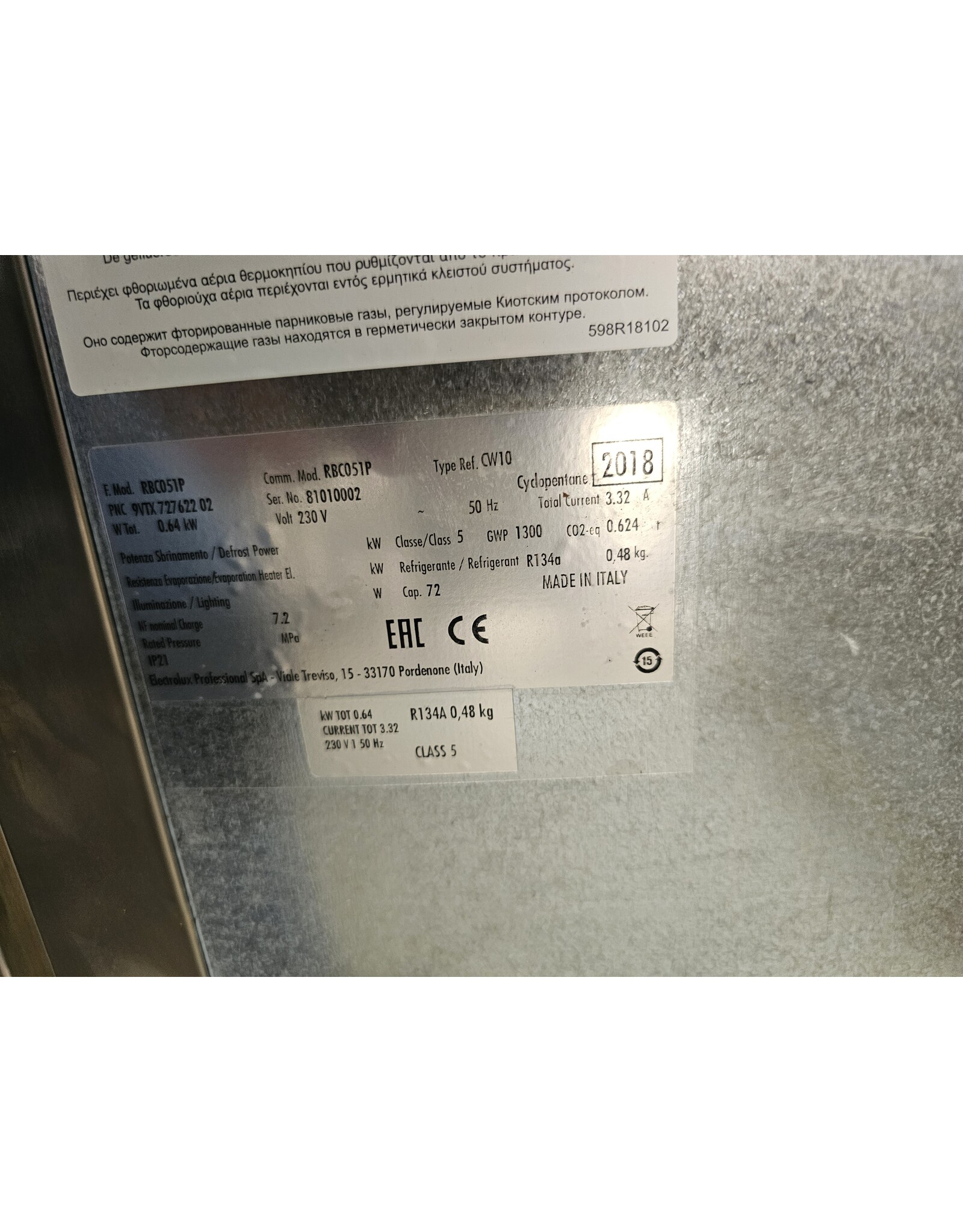 electrolux blastchiller 70x76x85 lxbxh