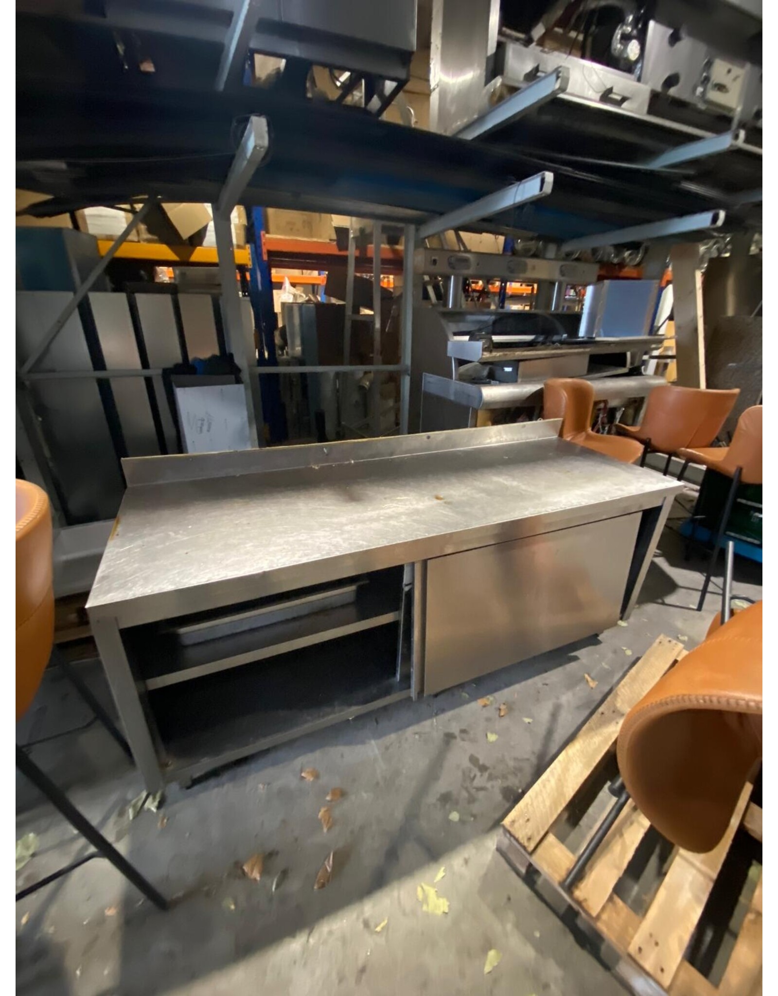 RVS tafel met schuifdeur - 70x200x85 lxbxh
