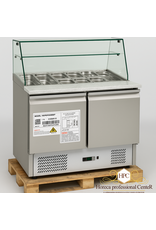 RVS Saladette Koelwerkbank met Glazen Opbouw