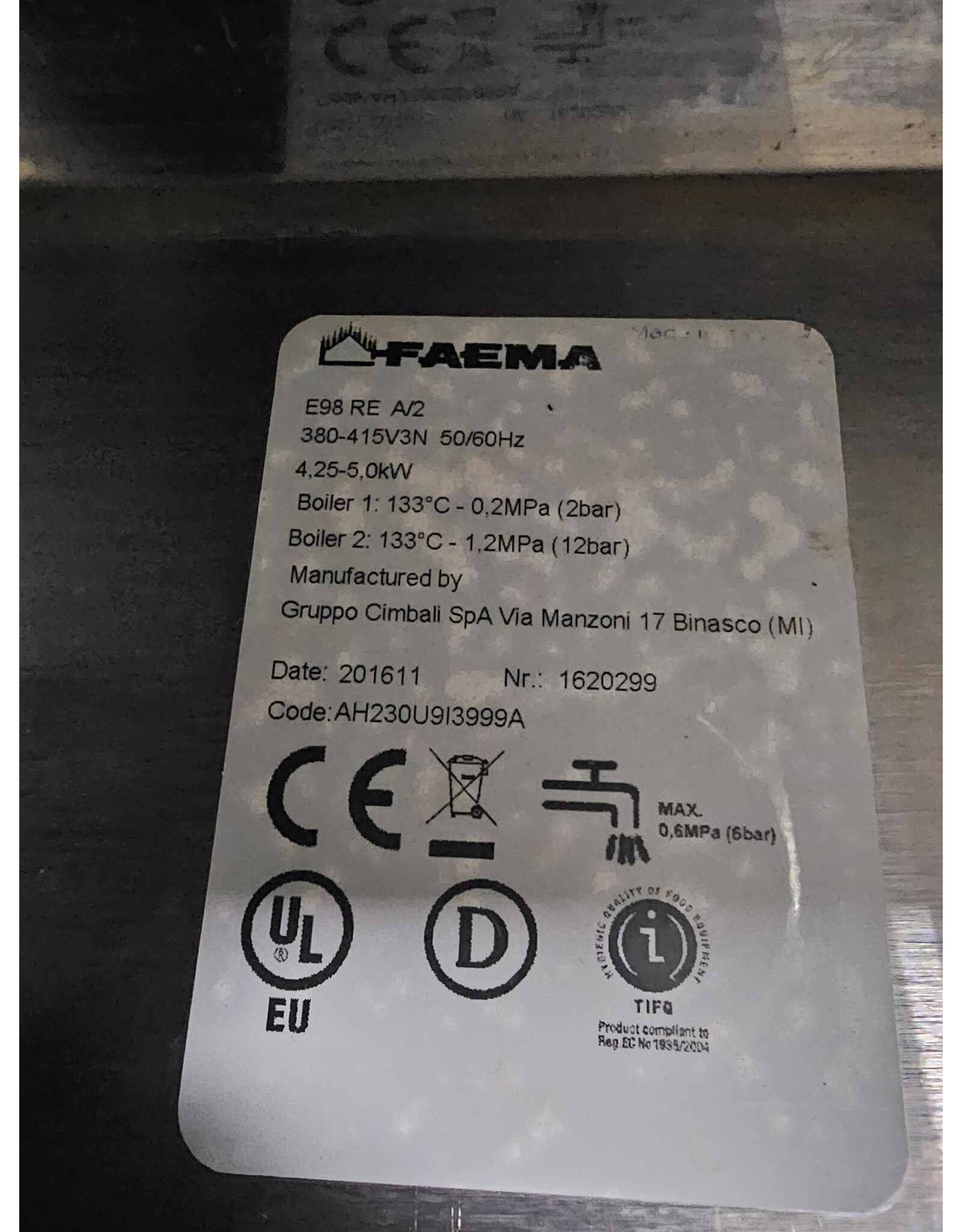 faema Espresso machine - Faema E98 RE