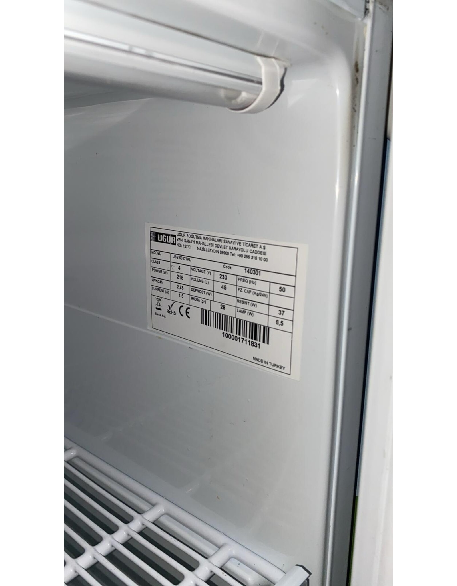 ugur flessenkoelkast met glasdeur