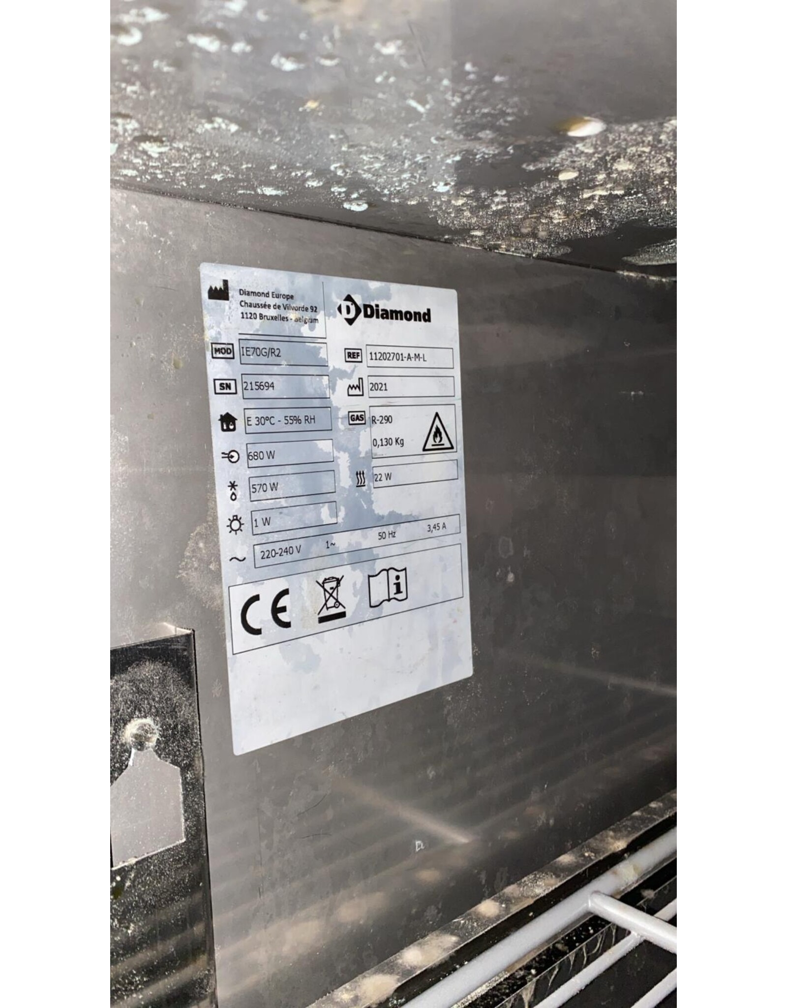 Diamond Diamond vrieskast met glasdeur