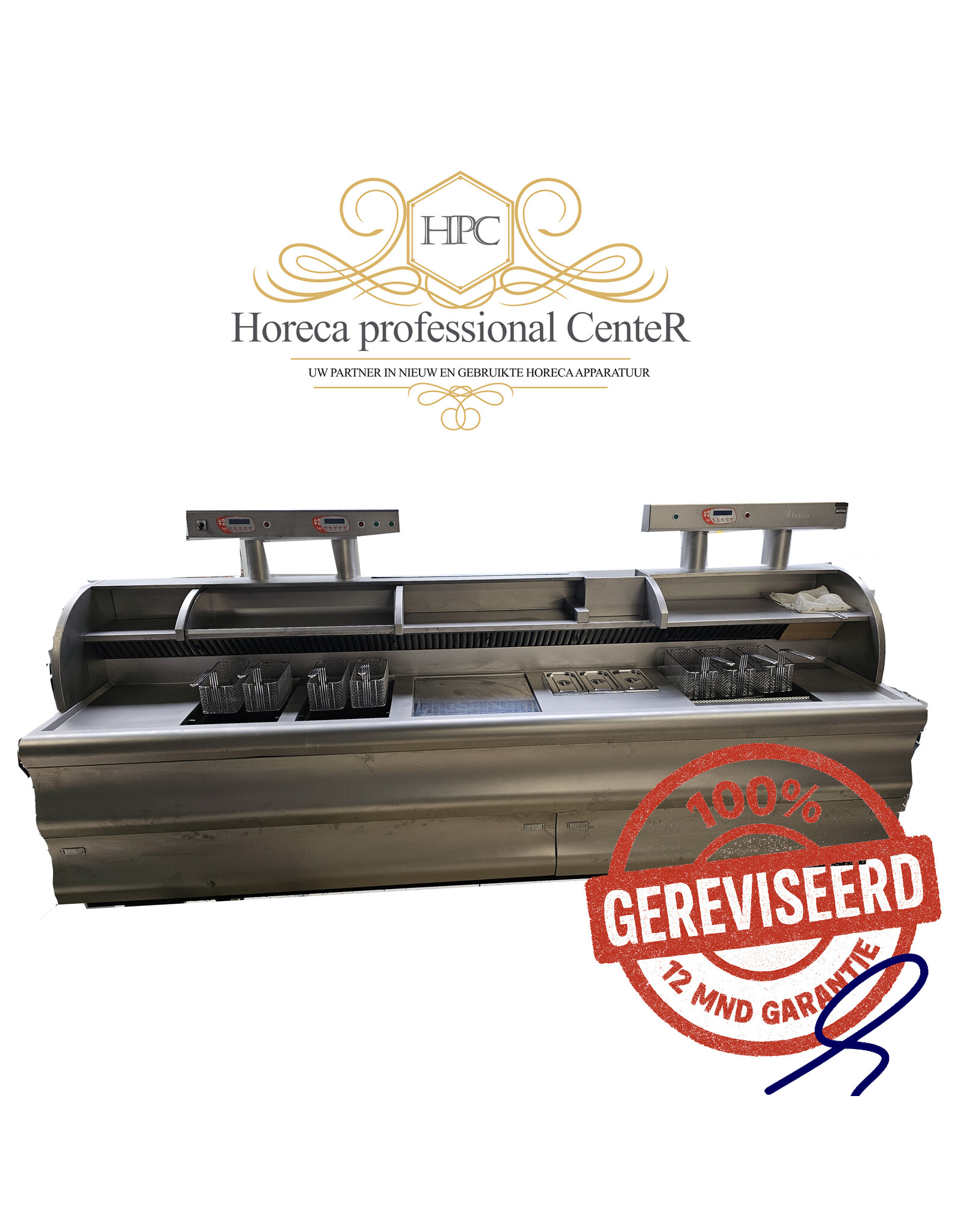 Perfecta hoog rendement bakwand friteuse 2x 2  mands 1x 3 mand en bakplaat