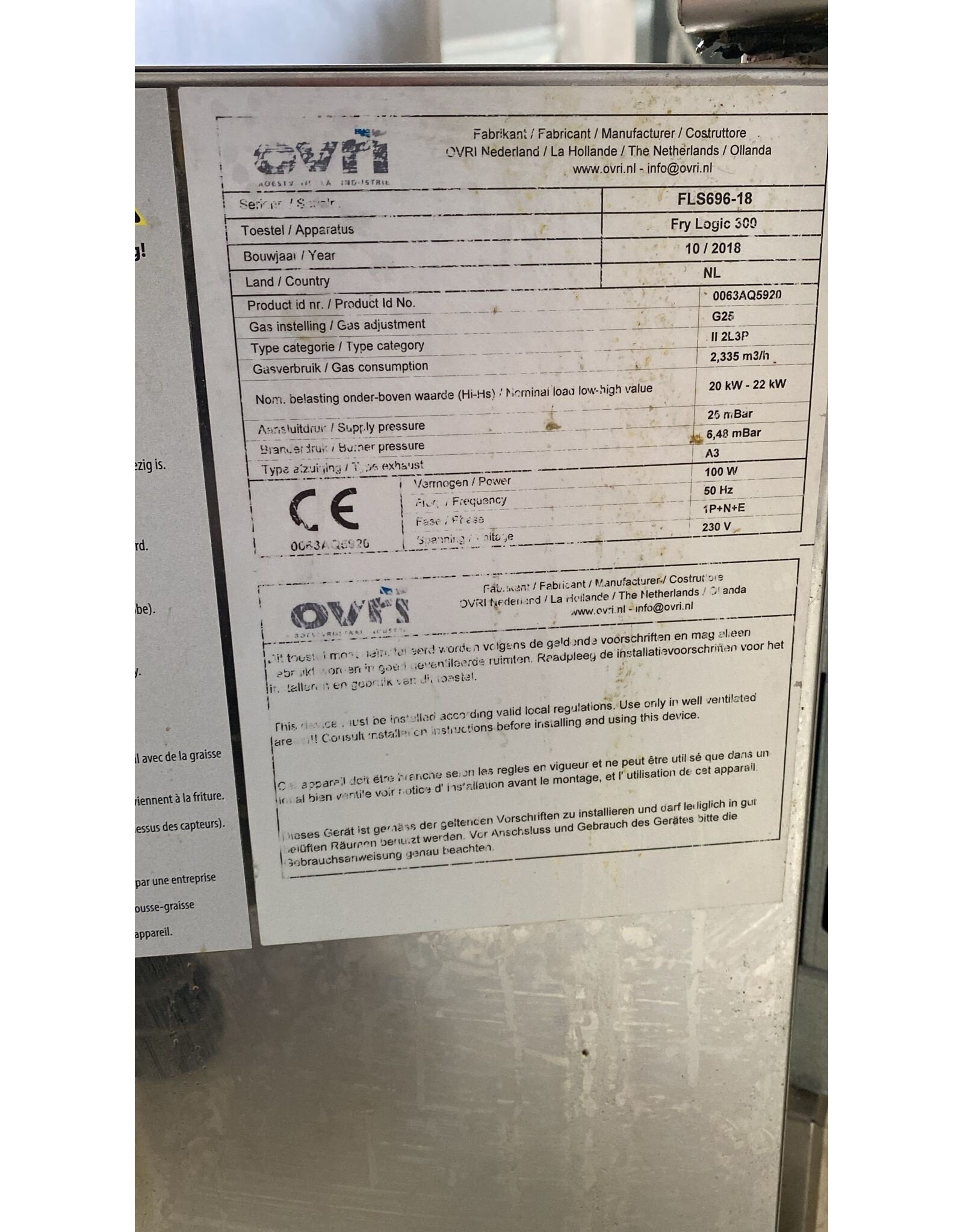 Fry Logic OVRI Fry Logic 300 Gas Friteuse 2 mands