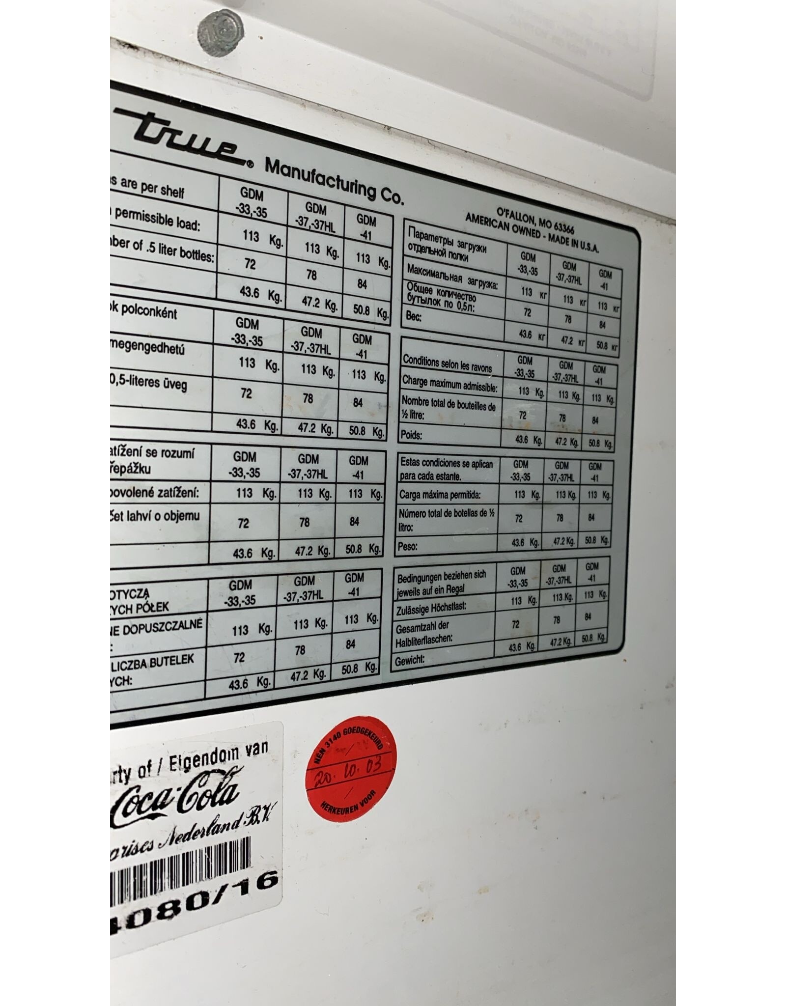 true True Coca-Cola display koelkast