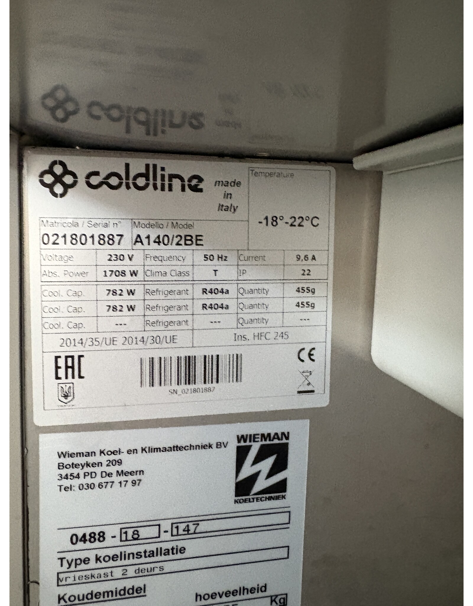 coldline Coldline A1402BE smart 1400 cabinet vriezer
