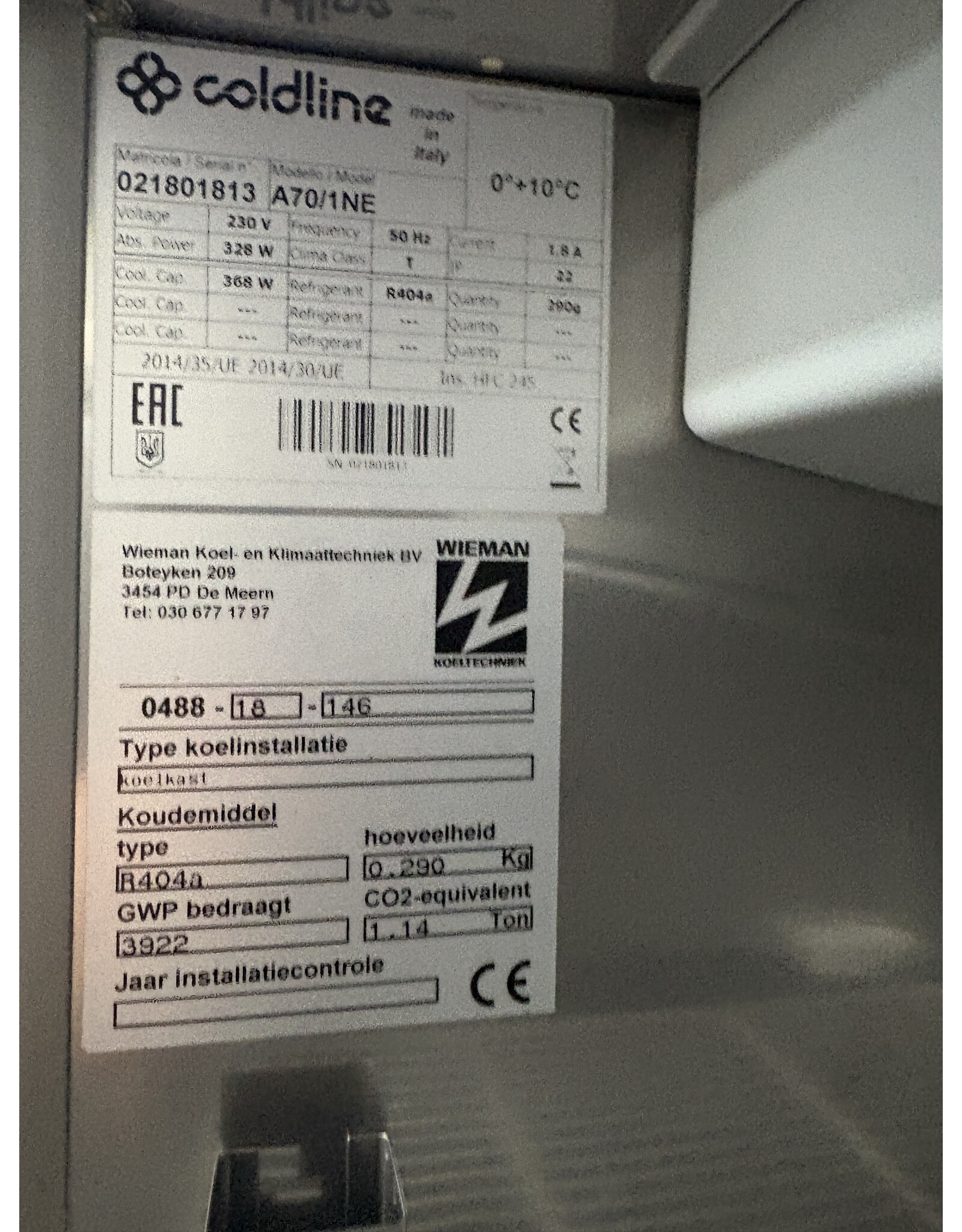 coldline COLDLINE A70 1NE KÜHLSCHRANK