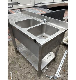 RVS Spoeltafel Dubbele Wasbak 160 x 70 x 99cm (B x D x H)