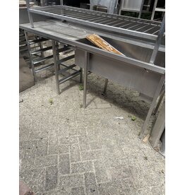 RVS Wastafel 214 x 70 x 112cm (B x D x H) Wordt schoongemaakt bij levering