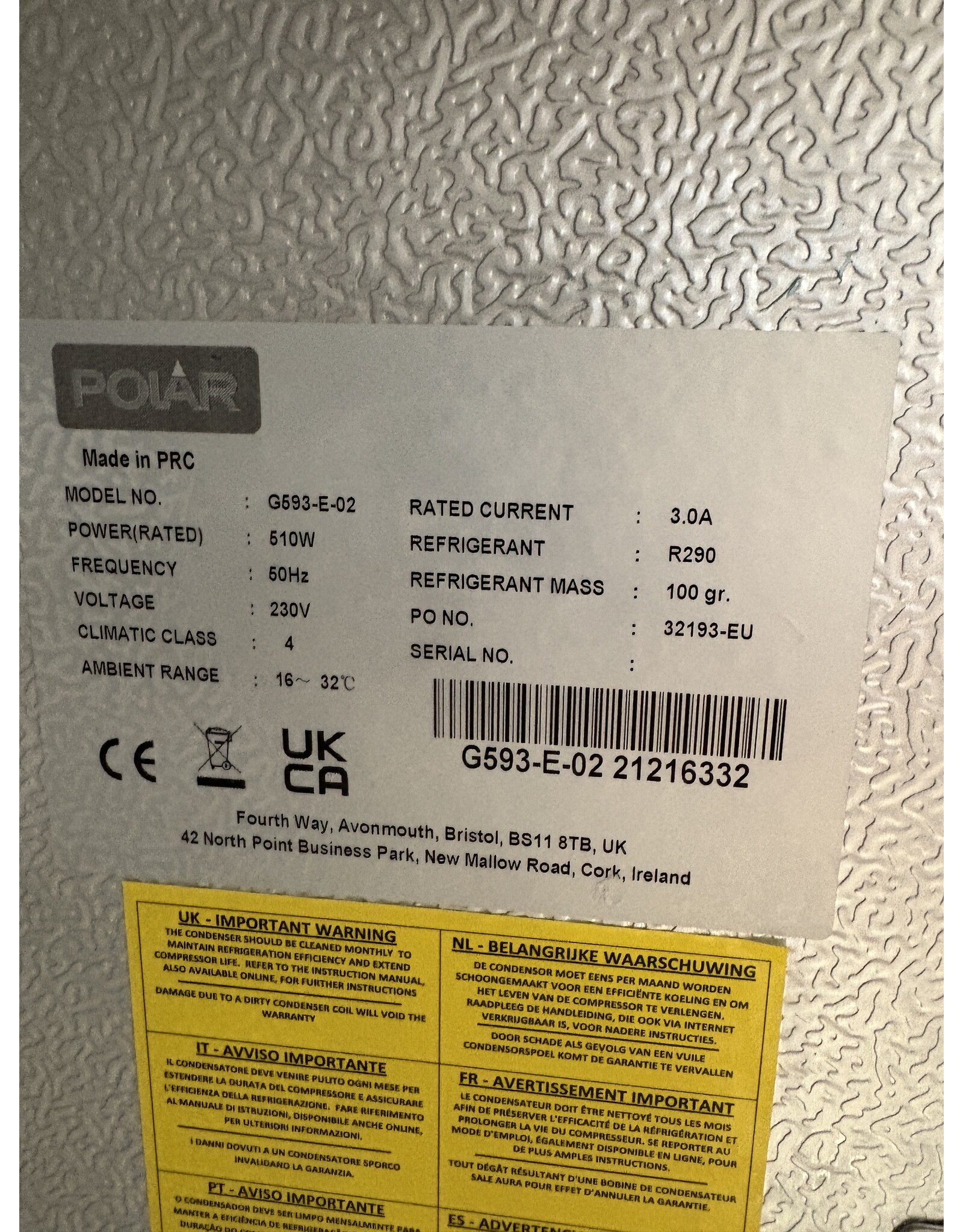 Polar Professionele Polar G593 RVS Horeca Vrieskast – 600L (Op Wielen)