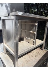 Werkbank aus Edelstahl mit Schubladenelement (ohne Schubladen) 100 x 70 x 95 cm (B x T x H). Wird vor der Lieferung gereinigt.