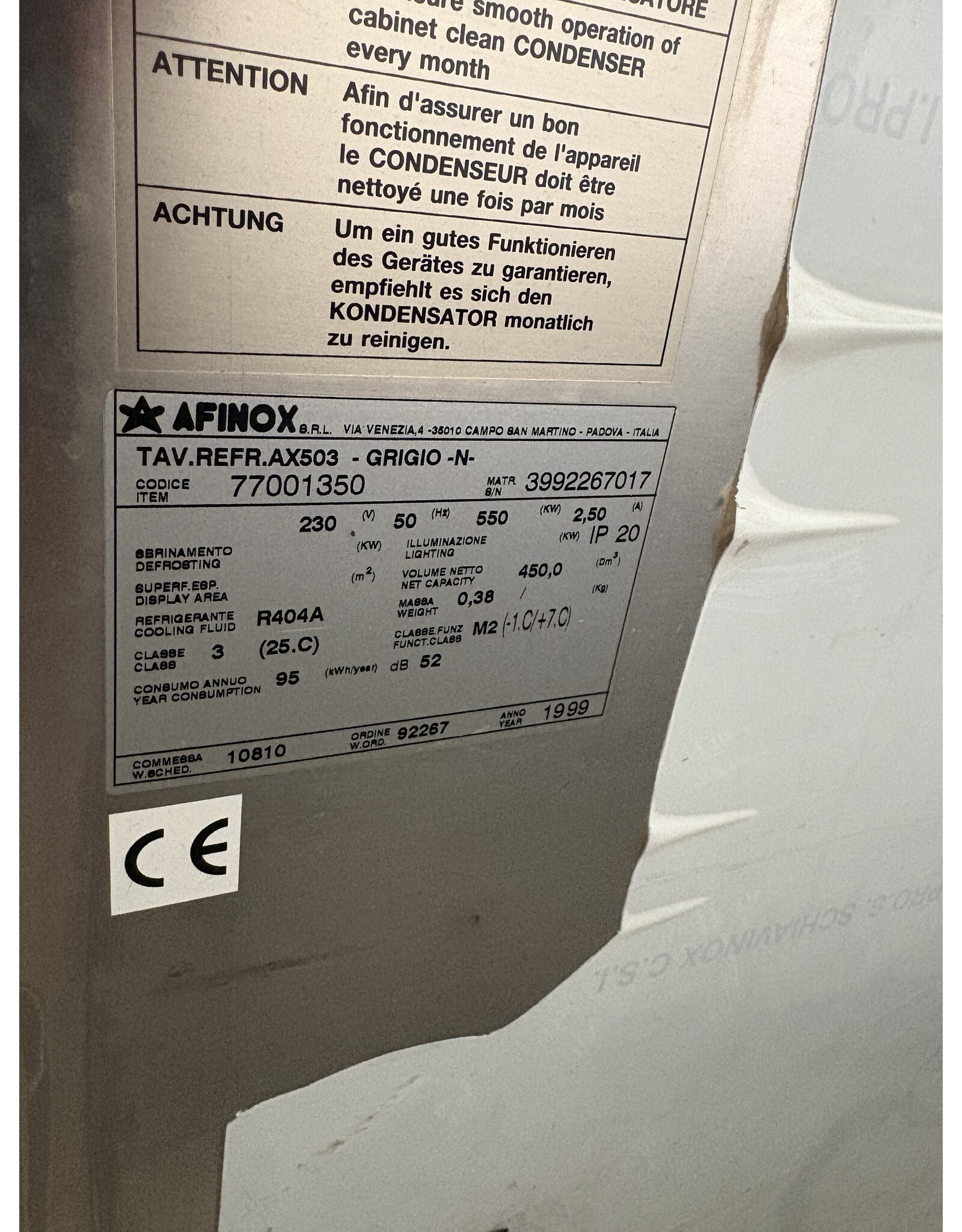Afinox Afinox AX503 Koelwerkbank
