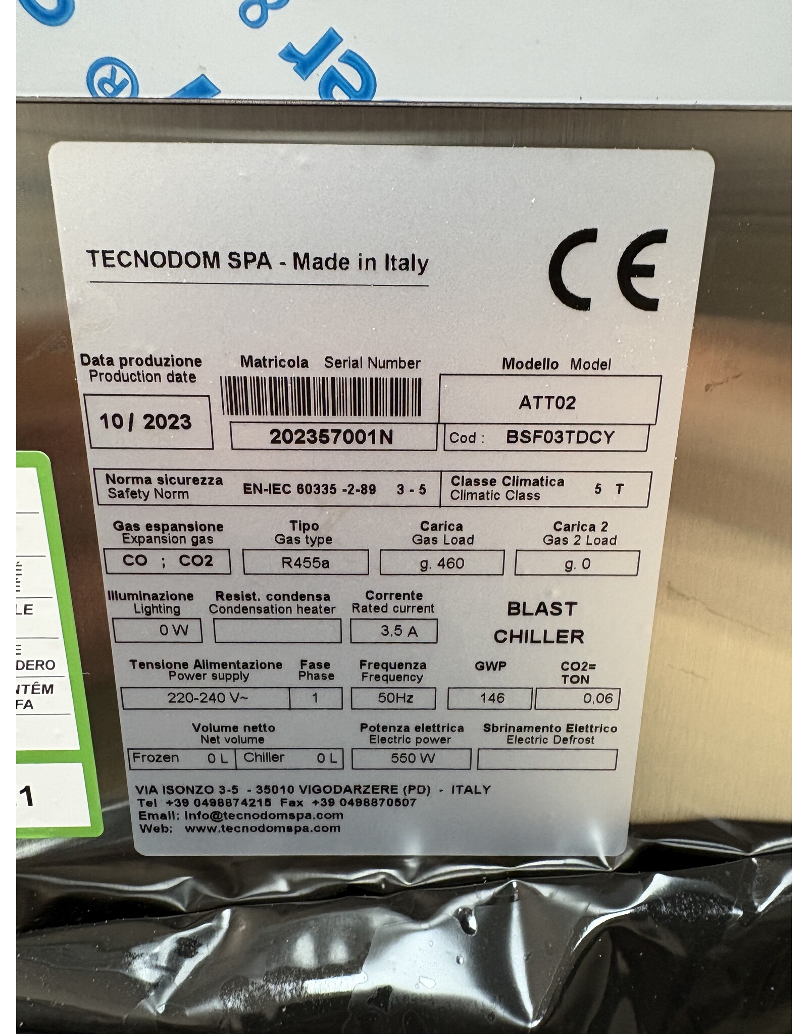 Tecnodom Tecnodom ATT02 Blast Chiller