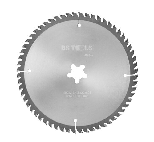 BS tools BlueLine Circular sawblade BlueLine 190 x 2,6 x FF mm. T=60 alternate top bevel teeth