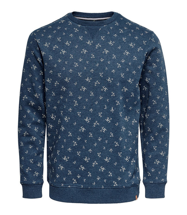Only & Sons onstabor AOP Crewneck Insignia Blue